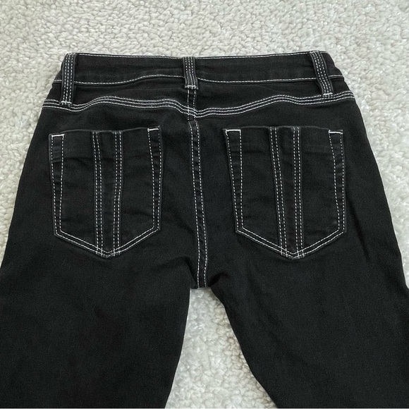 Burberry Brit Flare Black Jeans. Retro 70s Contrast Stitch. Tagged 27, Actual 24 - Picture 9 of 15